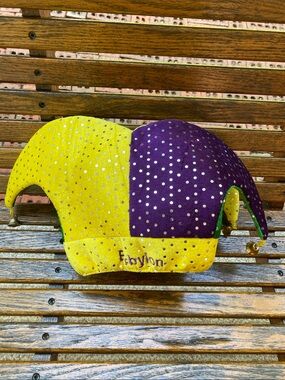 Babylon Jester Hat Costume Clown Cap yellow Green Purple Brass Bells